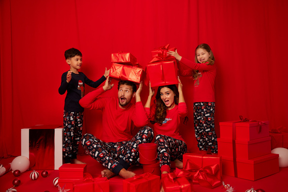 Makala Női hosszú ujjú pizsama és hosszú nadrág Italian Fashion - piros/print