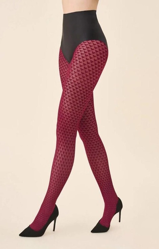 1233 Cherie harisnyanadrág Gabriella 60 den bordó - szív minta, 3D