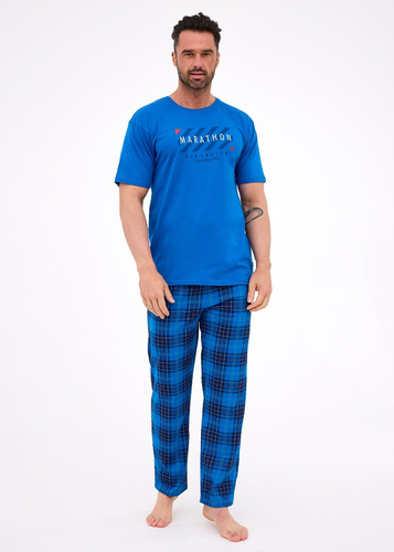 134/303 Marathon 3 Férfi Cornette kobalt pamut pizsama rövid ujjú komfort szett