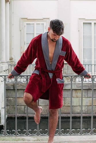 772 Bonjour férfi forex fürdőköpeny - gesztenyebarna színben