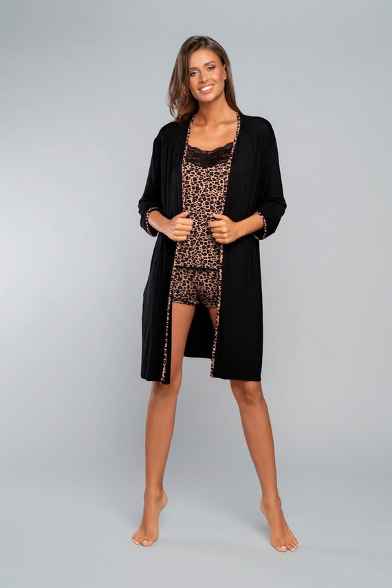 Eila fürdőköpeny olasz divat 3/4 ujjú - leopárd mintás