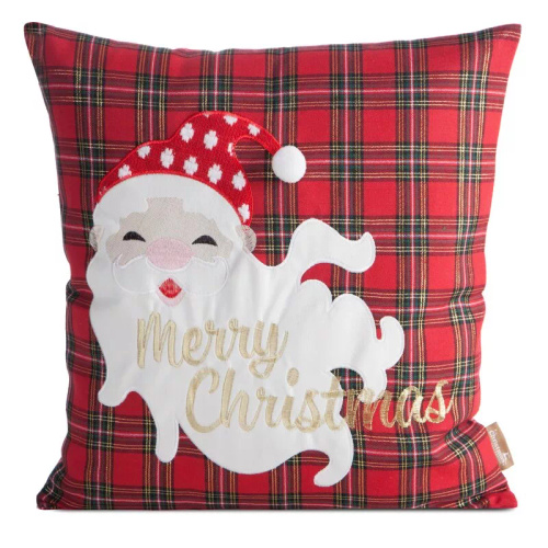 Chp 165 Eurofirany karácsonyi párnahuzat - piros kockás Mikulással és felirattal
