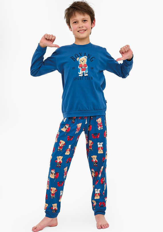 593/178 966/178 Cornette Boxer fiú pizsama | Pamut, nyomtatott, mintás nadrág, bordás mandzsettával