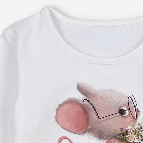 KAR-3008 Lányok hosszú ujjú blúz Lagarto Verde ekrü - stílusos, pamut, lengyel gyártás