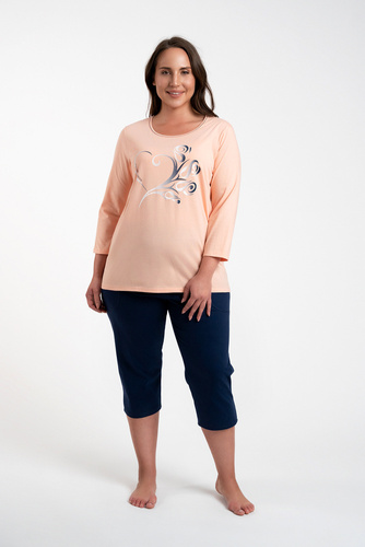 Arietta női pizsama 3/4 ujjú és 3/4 nadrág olasz divat - lazac