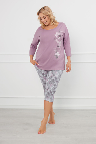 Ibena Női 3/4 ujjú pizsama, 3/4 nadrág Italian Fashion - heather/print