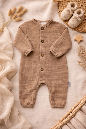 Just Muslin pizsama 02235BSL Makoma latte- könnyű, légáteresztő, 100% pamut