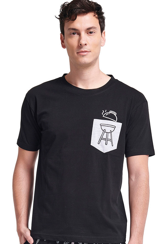 Gianny Férfi Sorbetto szürke pizsama - rövid ujjú, rövidnadrág, nyomtatott, pamut, pamut