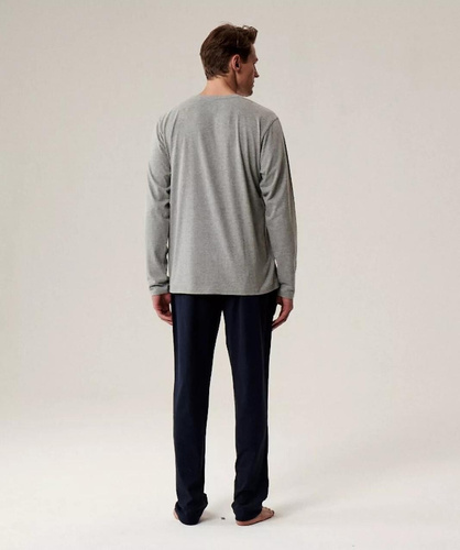 Férfi pizsama NMP-392 Atlantic - pamut, hosszú ujjú, stílusos szett a hűvös éjszakákhoz