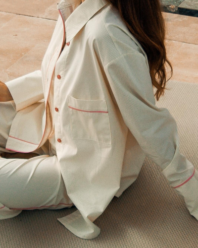 Sensis Raven női pizsama lime – pamut ing és hosszú nadrág szett