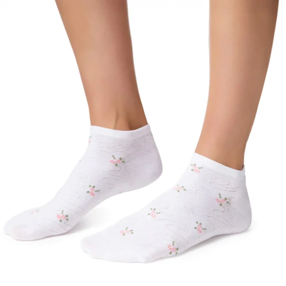 Stopki damskie Steven 114 Summer bawełniane cienkie do sneakersów białe 169