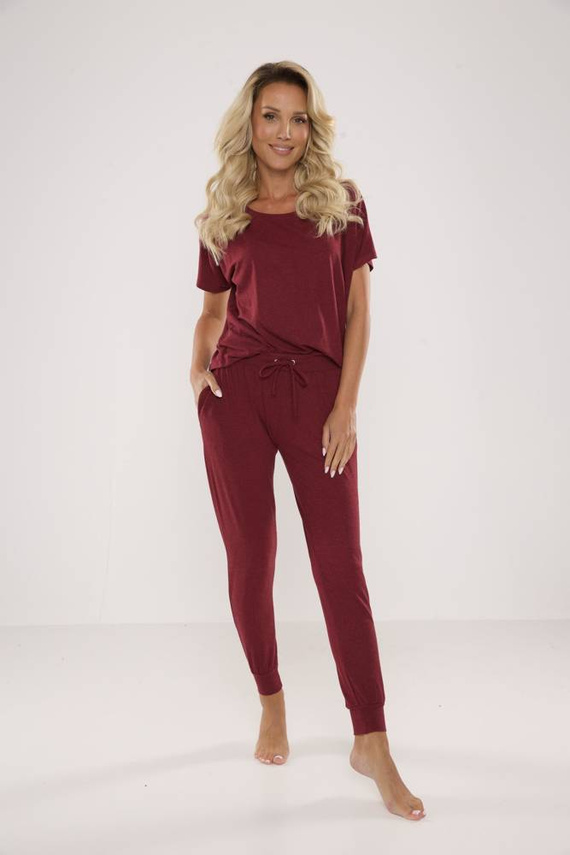 524 Paula női pizsama De Lafense - bordó színű