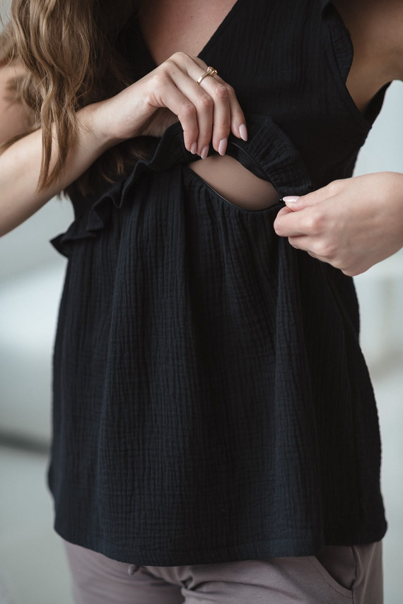 Milky Butterfly Kismama és szoptatós blúz - kényelem és stílus Milk&Love fekete