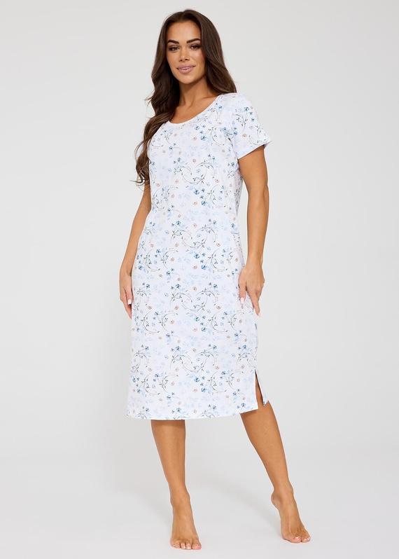 Cornette Florence 2 női hálóing ekrü – 100% pamut, virágmintás