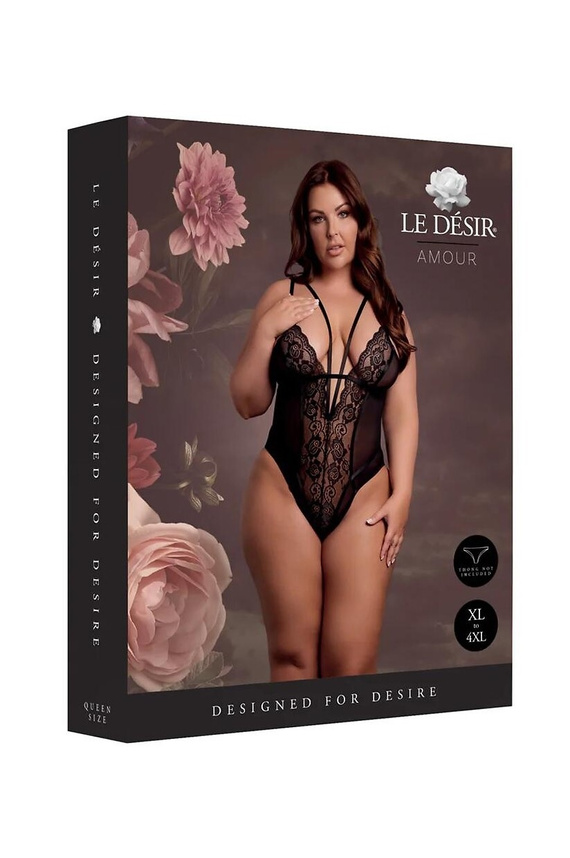 Body AMR006 Amour Le Désir csipkés plus size body XL-4XL fekete