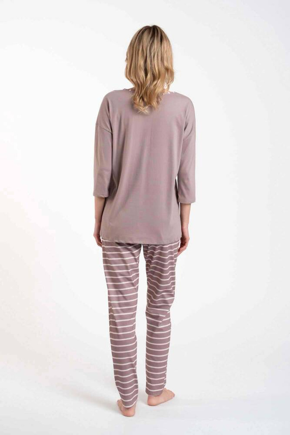 Betty Női 3/4 ujjú pizsama, hosszú nadrág Olasz divat - cappuccino/print cappuccino