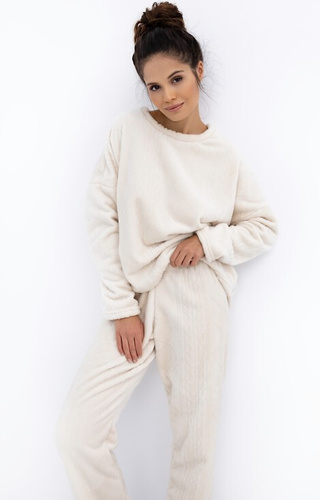 Bridget Homewear Sensis női pizsama - meleg, puha kötés, ekrü színű