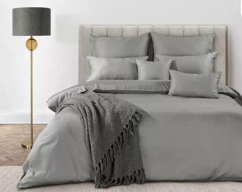 1C Elegáns szatén ágynemű Eva Minge Eurofirany acél | makroszatén 100% pamut