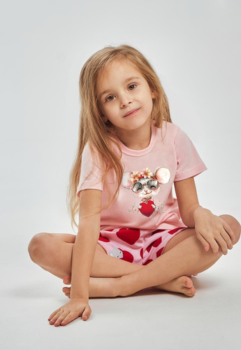 Taro 3559 Mika rózsaszín lány pizsama 100% pamut