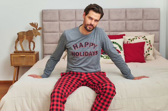 7344 Férfi sötétszürke Doctor Nap pizsama - 100% pamut