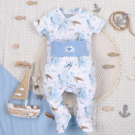 ABN-5456 Sea Of Joy Nini baba fél zokni - organikus pamut, elasztikus derékszíjjal