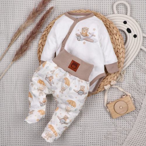 ABN-5502 Sky Journey Nini ekrü borítékos bodysuit | Organikus pamut újszülött babáknak