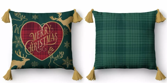 5385 Boldog karácsonyt dekoratív karácsonyi dekoratív párnahuzat Detexpol- zip