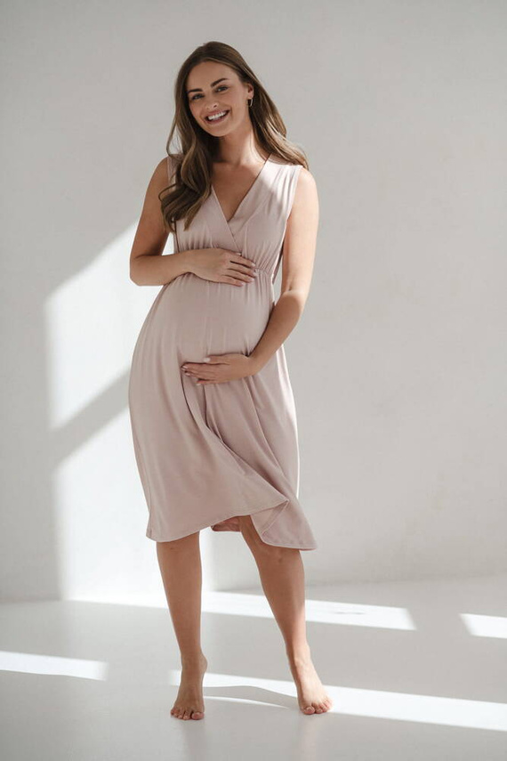 Star Light koszula nocna ciążowa i do karmienia z bambusa Milk&Love pudrowy róż