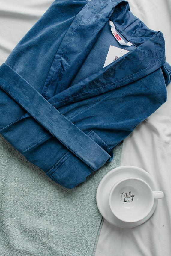 866 Noble Férfi De Lafense velúr fürdőköpeny - rövid, elegáns, pamut - denim