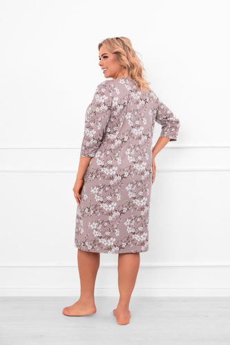 Női hálóing Oshima pamut 3/4 ujjú és virágmintás olasz divat