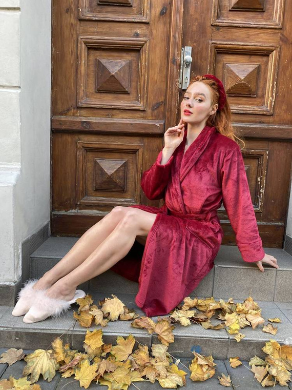 628 Abigail Long Forex női fürdőköpeny - bordó színű