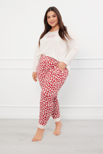 Evora Női pizsama hosszú ujjú, hosszú nadrág olasz divat - ekrü/print