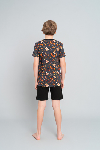 Western fiú pizsama rövid ujjú, nadrágos Italian Fashion- grafit/fekete