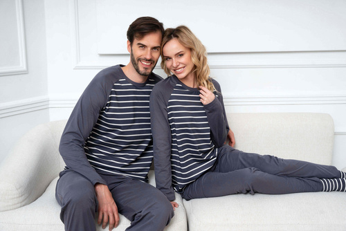 Lars Férfi hosszú ujjú pizsama, hosszú nadrág Olasz divat - grafit/grafit nyomtatás