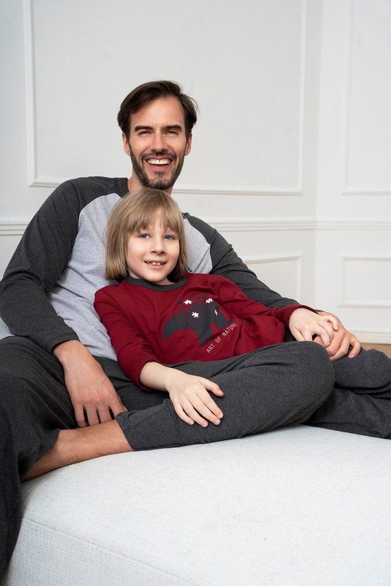 Morten Fiú pizsama Olasz divat bordó/c.melange