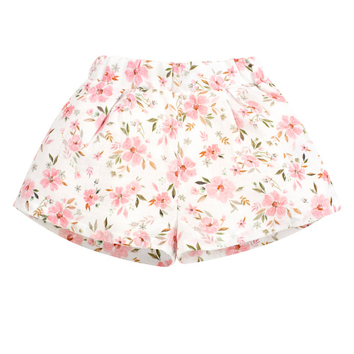 Virágok ekrü muszlin rövid rövidnadrág Pinokio a kislány számára