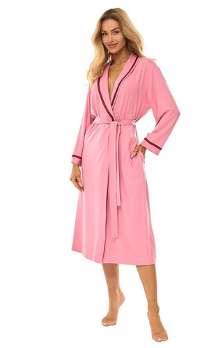 2506 Női hosszú viszkóz köntös L&L rózsaszín - könnyű, légáteresztő