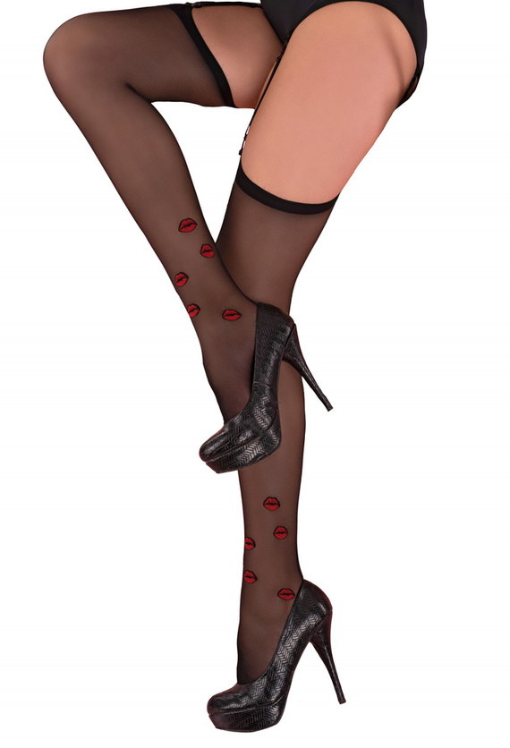 Crimson Lipstick Black 20 DEN LivCo LivCo Corsetti Fashion harisnyatartó öv