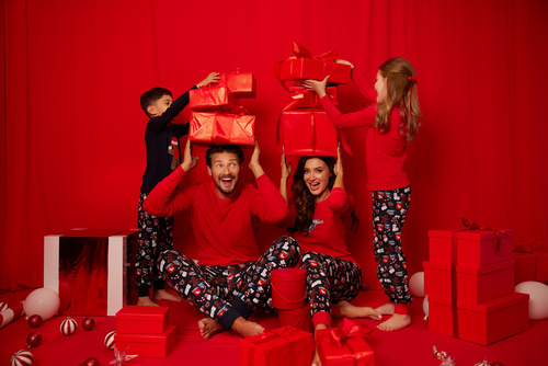 Rojas Férfi hosszú ujjú pizsama, hosszú nadrág Olasz divat - piros/print