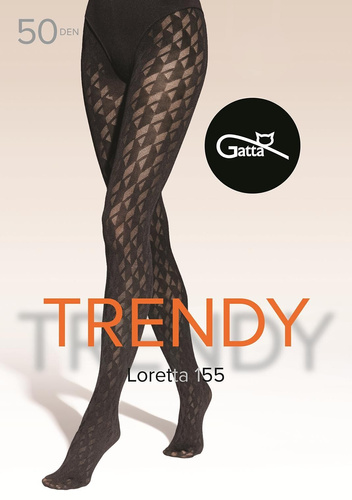 Loretta 155 Gatta női harisnya - geometrikus mintás, 50 den, matt - nero