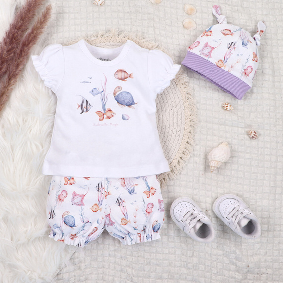 ABN-5490 Underwater World Nini babasapka - organikus pamut, puha, lélegző, légáteresztő