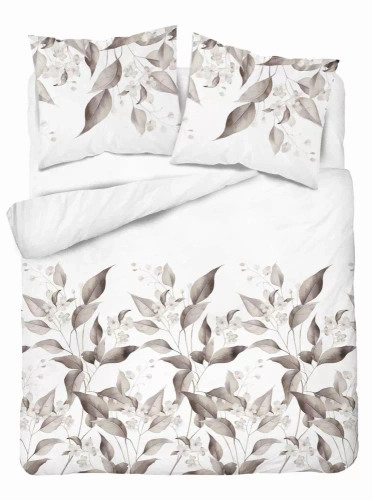 5326 B Pościel satynowa liście Detexpol beż
