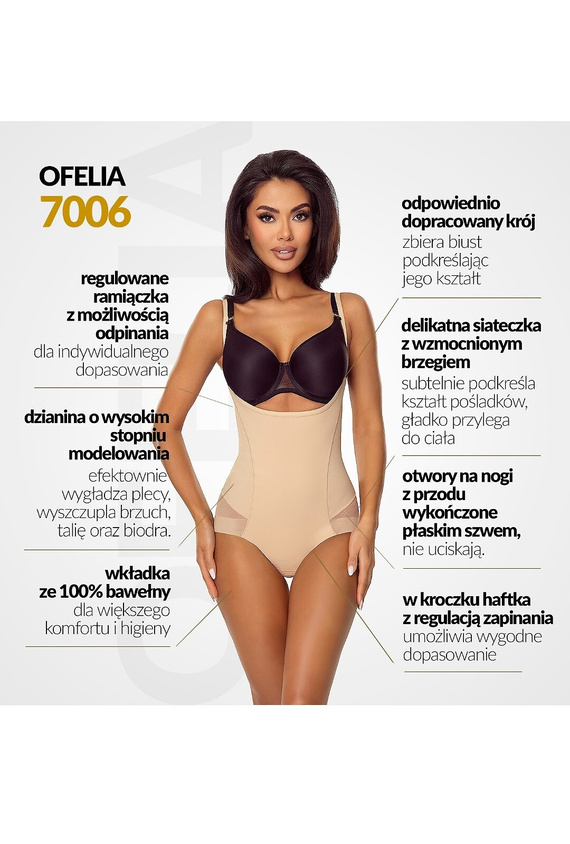 Body 7006 Ofelia Lapinee bézs alakformáló body melltartó alatt, testformázó hatással