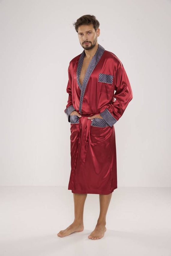 940 Forex férfi szatén fürdőköpeny - gesztenyebarna színben