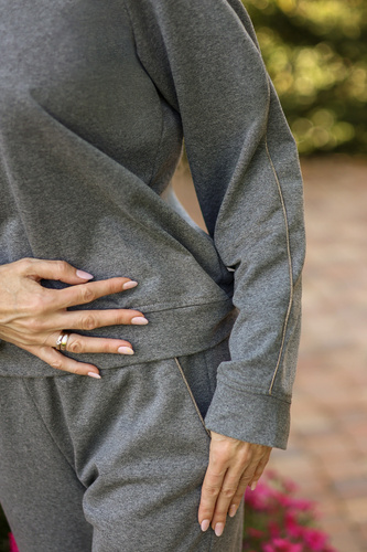 Maio női tréningruha Mirale pamut 95% pamut 5% elasztán, lengyel gyártmány - elegáns sportos szett - szürke