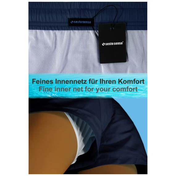 Sesto Senso férfi fürdőnadrág gyorsan száradó strand rövidnadrág zsebekkel navy