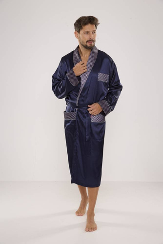 940 Forex férfi szatén fürdőköpeny - tengerészkék