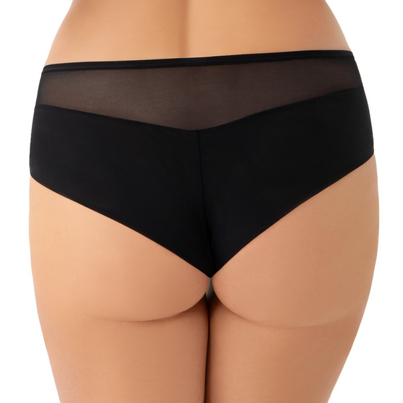 K949 Ottavia brazil bugyi Gorsenia - fekete, hímzett, sztreccs tüll anyagból