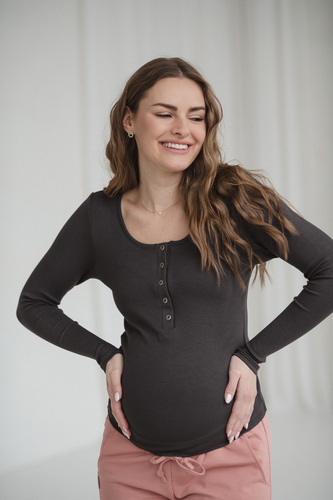 Tummy Milk&Love kismama és szoptatós felső viszkóz graphite
