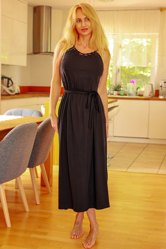 Grace Mirale - Hosszú viszkóz ruha hasítékkal | Lengyel gyártmány - fekete